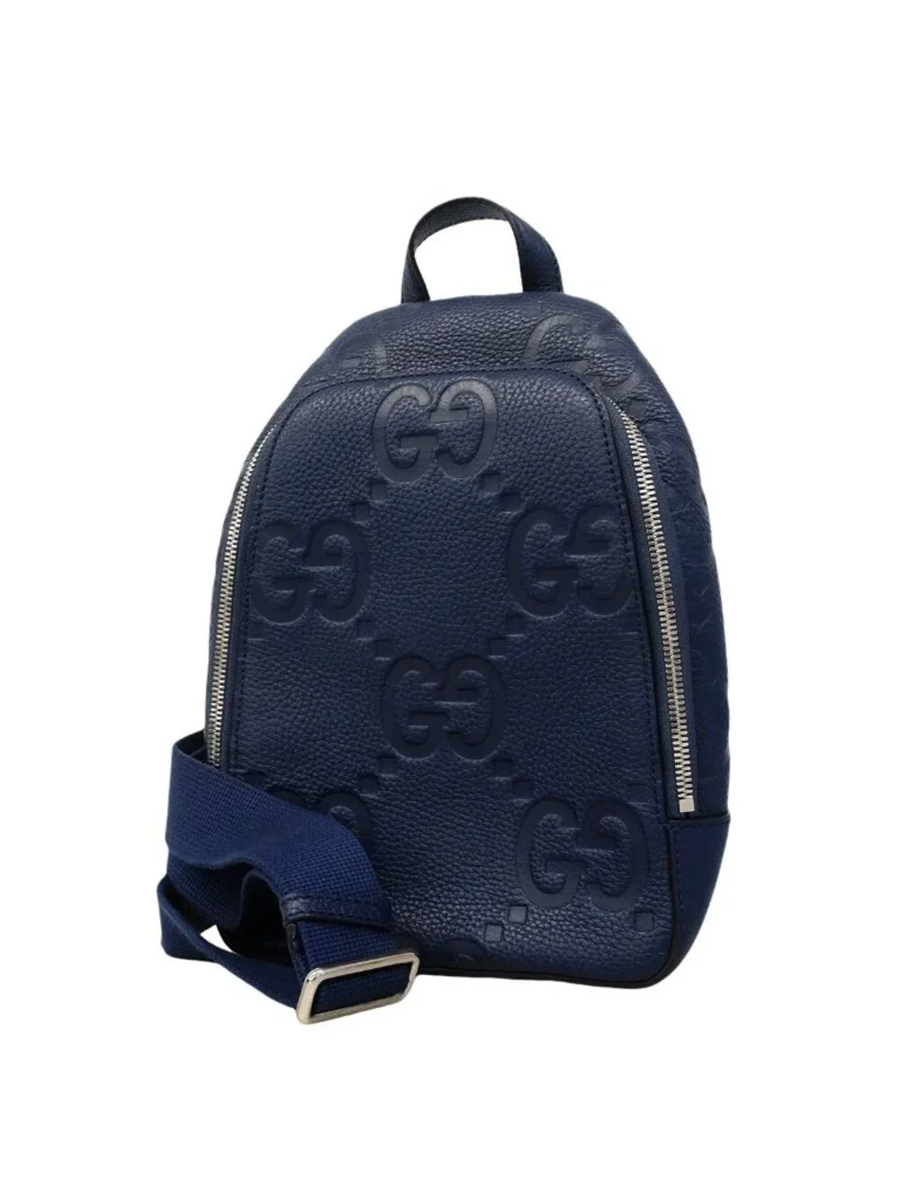 Gucci Belt Bag Jumbo GG Leather Blue Silver